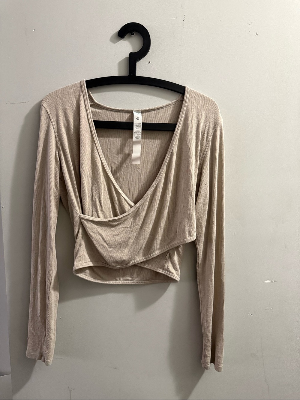 lululemon athletica Beige Draped Crop Wrap Top